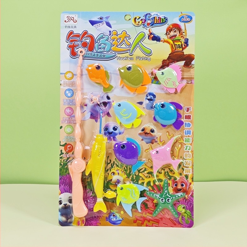 Gyerekeknek szóló szimulációs horgászat játékcsomag – puzzle, műanyag, blister csomagolás, 4–6 éves korosztály