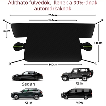 Téli autószélvédő hóvédő Oxford anyagból, beépített telepítés, univerzális illeszkedés, rács mintázat, 0,4 kg
