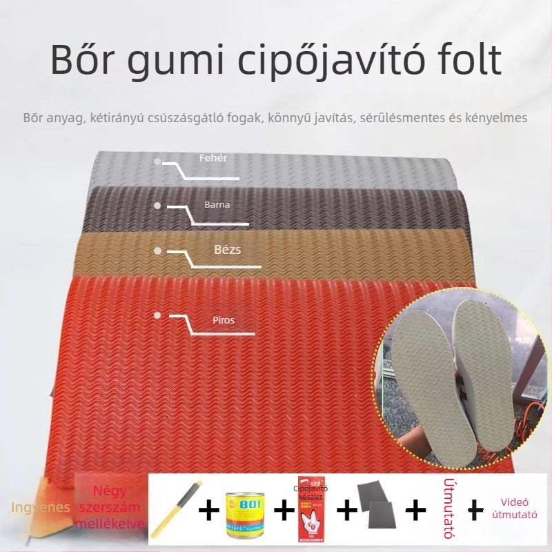 Marháinak ínából készült gumi talpú javító ragasztócsík – csúszásmentes, kopásálló és csendes; kosárlabda cipőkhöz, sportcipőkhoz, bőr cipők, szandálok és tollaslabda cipők javítására