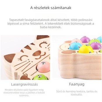 Macskafejű oktató mágneses horgászjáték babáknak és kisgyerekeknek (Anyag: Fa; Funkció: Horgászat; Alkalmazható kor: 0-3 év; Kategória: Horgász játékok)