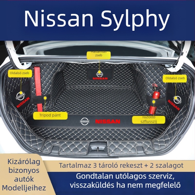 Nissan Sylphy csomagtartó szőnyeg — teljes fedés, 2025-ös modell, 13. és 14. generáció, TPE + XPE anyag, anti-slip réteg