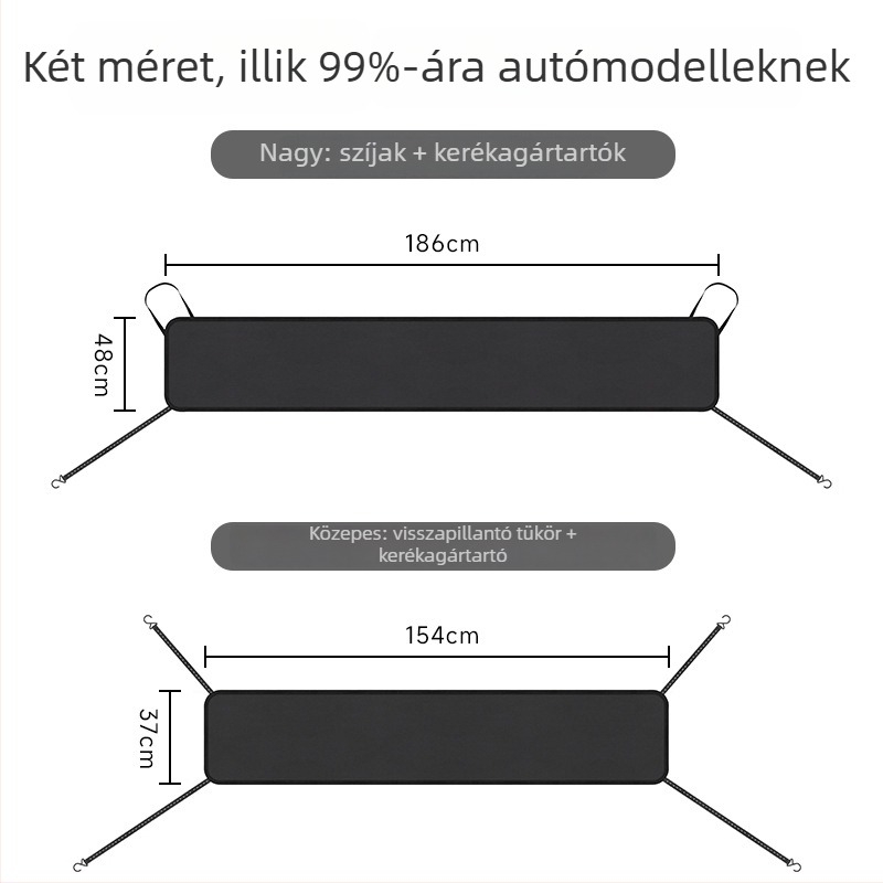Keep Top – Autó első szélvédőjét védő háló lomb- és madárürítés elleni védelem, ezüst bevonatú poliészter tafta, rögzítés csatokkal/függőkkel, termékkód A199