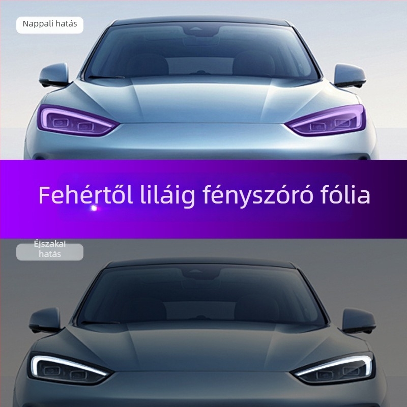 Lexus RX TPU átlátszó fényszóróvédő fólia, fény által vezérelt színváltással, fehértől liláig és fehértől feketéig