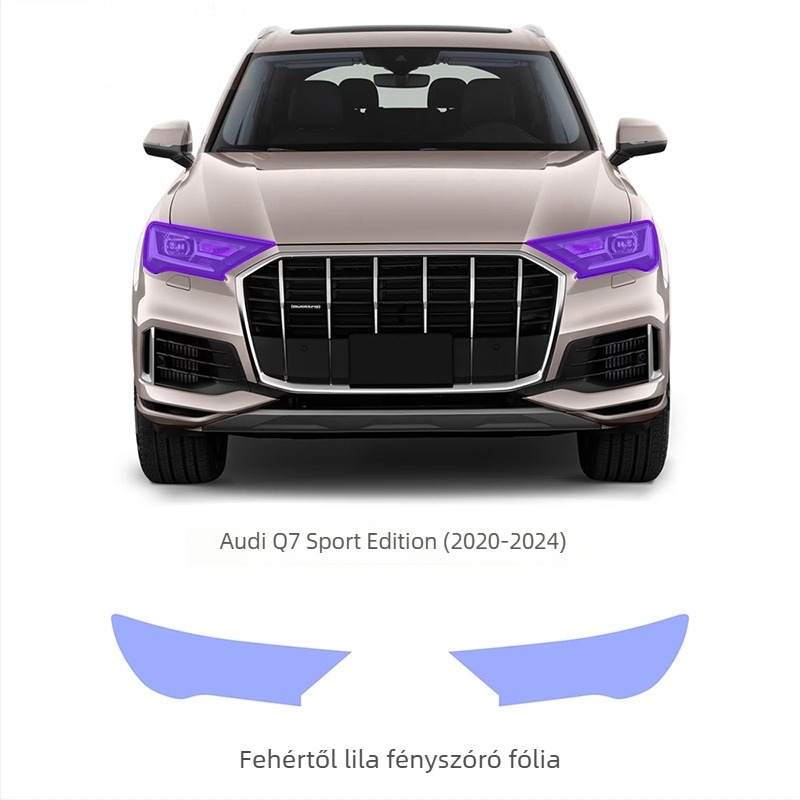 TPU védőfólia fényhatásra váltó színnel az Audi Q7 Sport Edition-höz, fehérről lila felé és fehérről feketéig