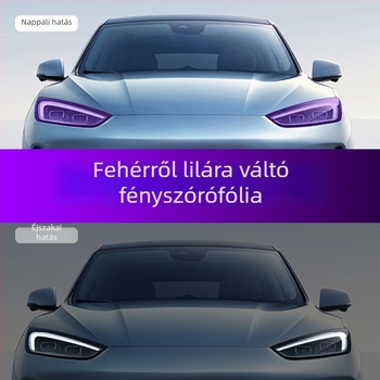 TPU fényszóró fólia BMW M4 Coupe G82-höz — fényhatásra változó színű fólia (fehérről lilára, fehérről feketére)