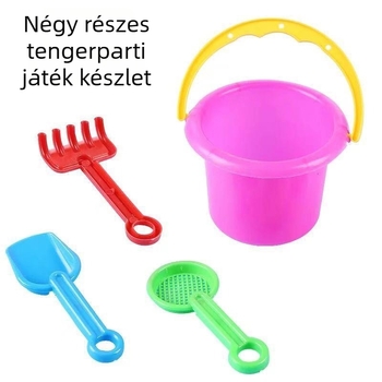 Qiuzhen Strandjáték készlet - műanyag, 15 darab, hálós zacskóban