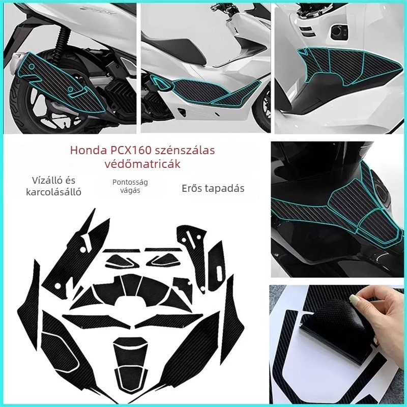 Honda PCX160 motorkerékpár karbonszálas testvédő matrica, anti-slip és anti-scratch védelem, ragasztóval szerelve