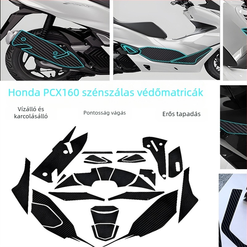 Honda PCX160 motorkerékpár karbonszálas testvédő matrica, anti-slip és anti-scratch védelem, ragasztóval szerelve