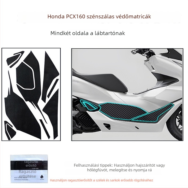 Honda PCX160 motorkerékpár karbonszálas testvédő matrica, anti-slip és anti-scratch védelem, ragasztóval szerelve