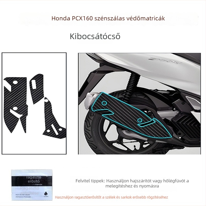 Honda PCX160 motorkerékpár karbonszálas testvédő matrica, anti-slip és anti-scratch védelem, ragasztóval szerelve