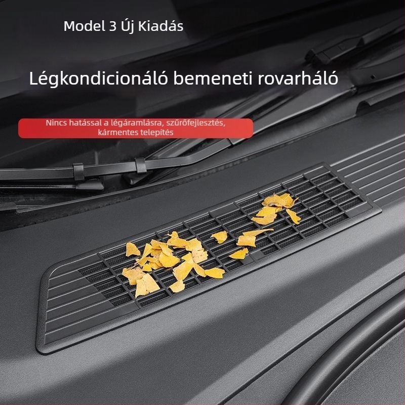 Tesla Model Y / Model 3 légbeömlő védőburkolat és rovarvédő porháló (új verzió) • Anyag: ABS