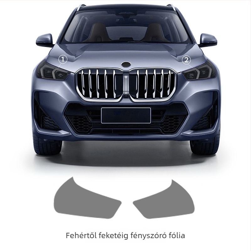 BMW X1 (U11) számára TPU fényszóróvédő fólia színváltó hatással: fehérről lilára és fehérről fekete felé