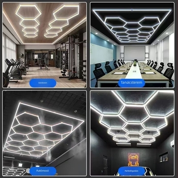 Huitong Q16 hatszögletű üreges LED-lámpa autómosókhoz és garázsokhoz, IP44 vízálló, 120 lm/W, 220V, PC ház