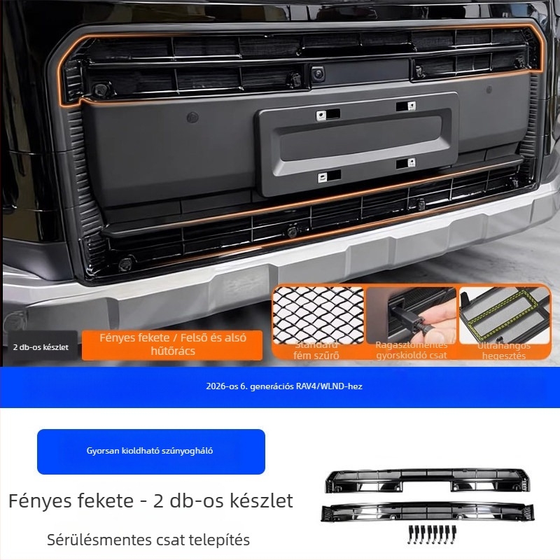 Hatodik generációs Toyota RAV4 középső rácsához illeszkedő rovarvédő háló, gyors rögzítésű
