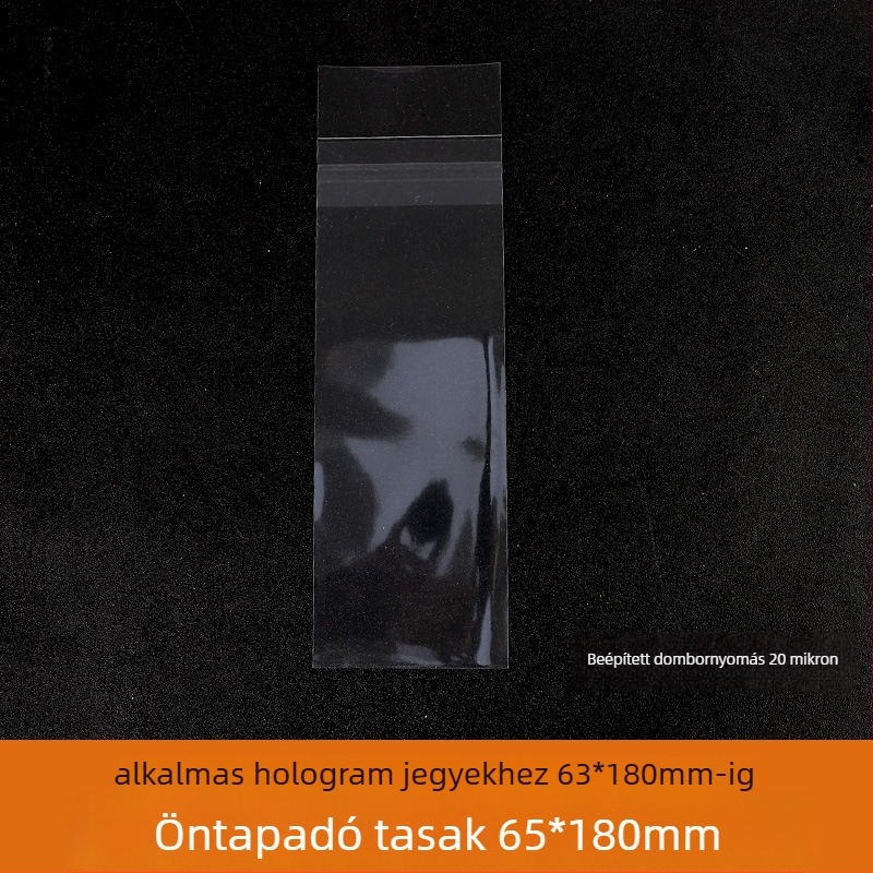 Önzáró jegy- és kártyatartó tasak, OPP/CPP film, nagy átláthatóságú, vastagabb film, zárási hossz 5-20 cm