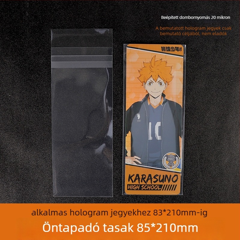 Önzáró jegy- és kártyatartó tasak, OPP/CPP film, nagy átláthatóságú, vastagabb film, zárási hossz 5-20 cm