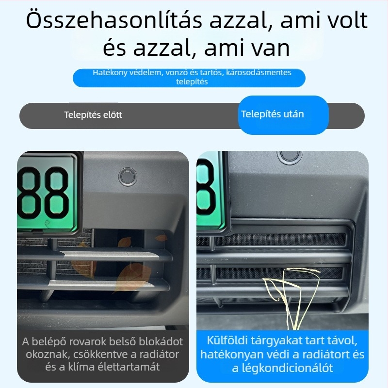 Chery ICAR03-hoz illeszkedő első radiátor rács dekoratív sáv rovarvédő hálóval | Anyag: ABS | Kompatibilitás: Chery ICAR03