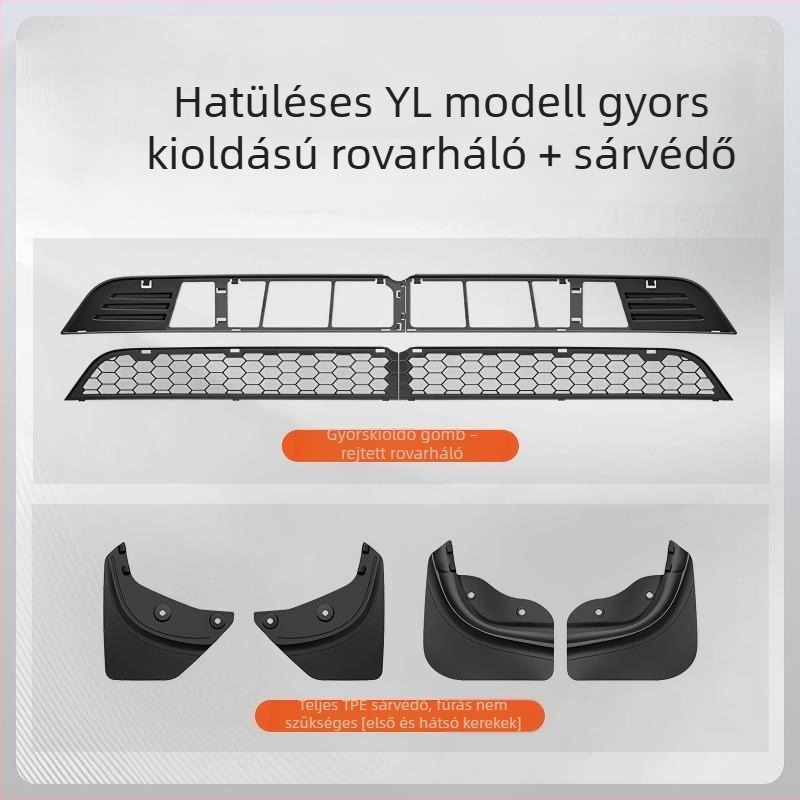 Tesla Model Y hatüléses verziójához rovarháló a motorháztetőfedélhez és a hűtőmaszk védelmére – levegő beömlő védő