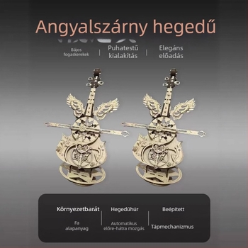 Fából készült DIY cselló zenemű doboz – modern minimalista stílusú ajándék születésnapra vagy ballagásra