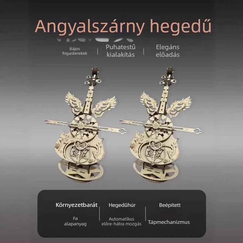 Fából készült DIY cselló zenemű doboz – modern minimalista stílusú ajándék születésnapra vagy ballagásra