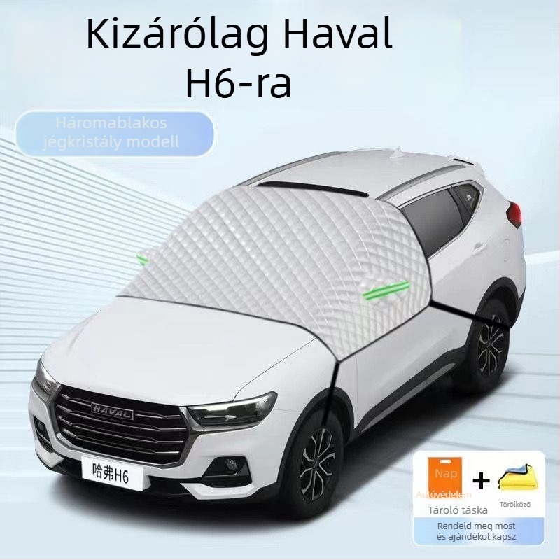 Vastagított hőszigetelt autós hótakaró Haval H6-hoz, árnyékolóval; téli fagykár elleni védelem és nyári napvédelem