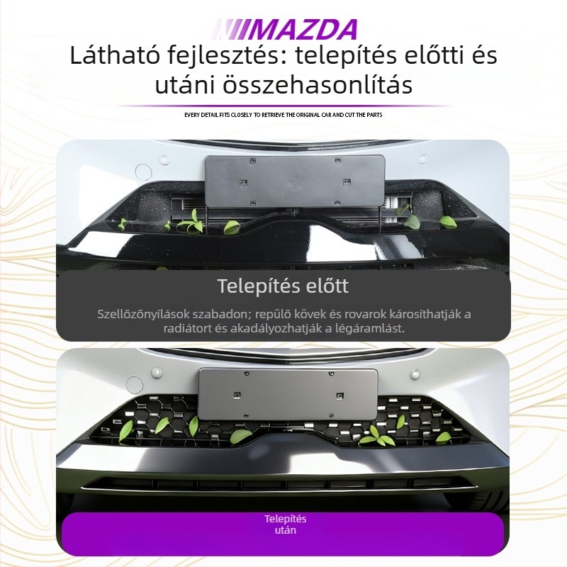 Mazda EZ60 első grillszúnyogháló — gumírozott + szénacél konstrukció, leválasztható csipesz, márka Gangnuo