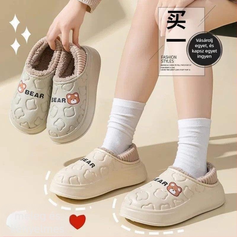 Női téli PVC papucsok | Könnyű, csúszásmentes talp, 0–3 cm talpvastagság, Lapos sarka