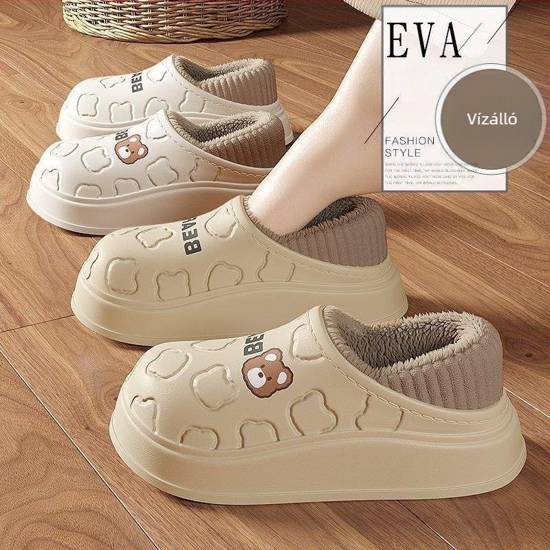 Női téli PVC papucsok | Könnyű, csúszásmentes talp, 0–3 cm talpvastagság, Lapos sarka
