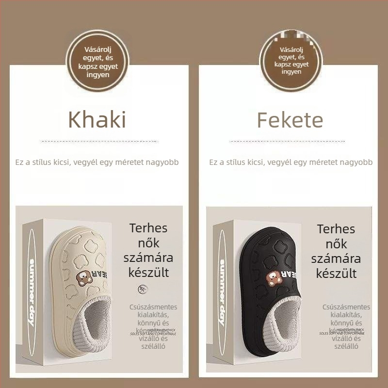 Női téli PVC papucsok | Könnyű, csúszásmentes talp, 0–3 cm talpvastagság, Lapos sarka