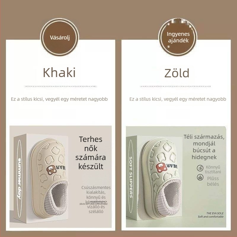 Női téli PVC papucsok | Könnyű, csúszásmentes talp, 0–3 cm talpvastagság, Lapos sarka
