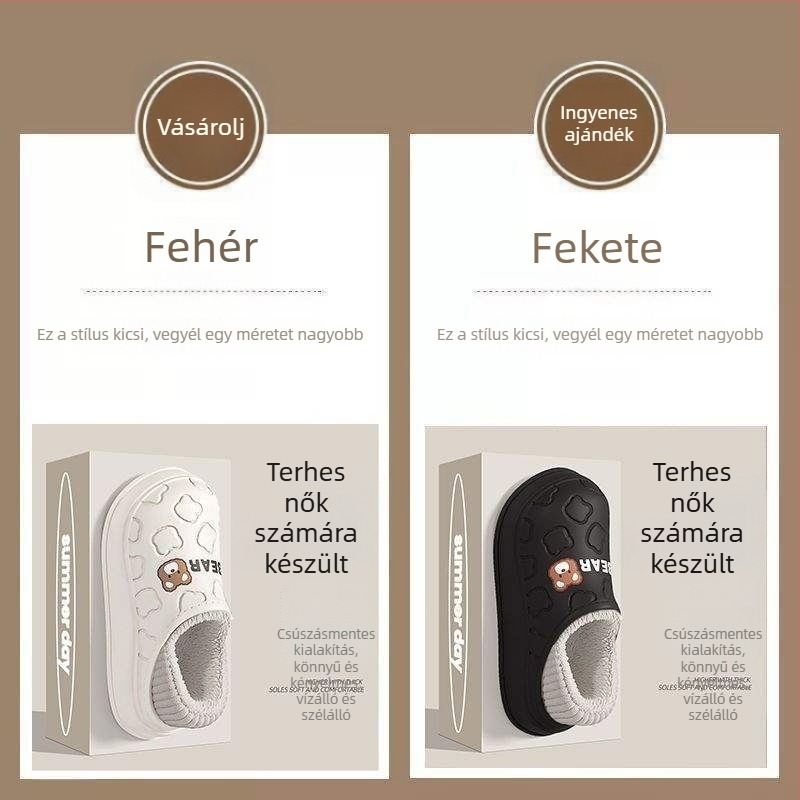 Női téli PVC papucsok | Könnyű, csúszásmentes talp, 0–3 cm talpvastagság, Lapos sarka