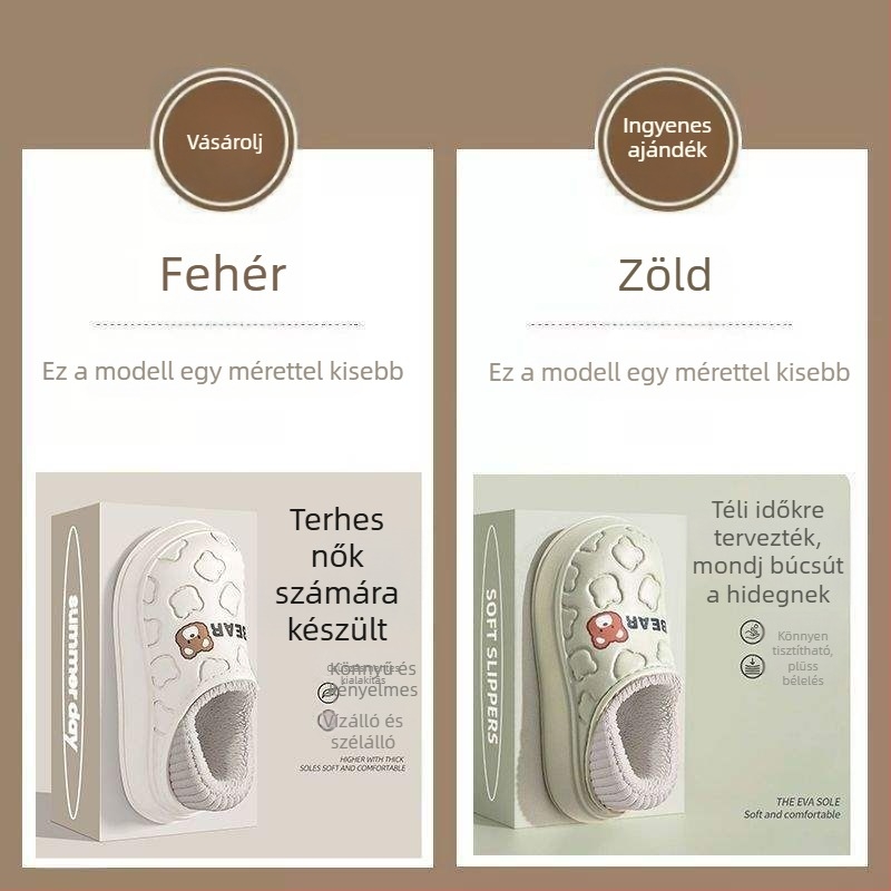 Női téli PVC papucsok | Könnyű, csúszásmentes talp, 0–3 cm talpvastagság, Lapos sarka