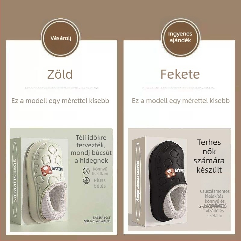 Női téli PVC papucsok | Könnyű, csúszásmentes talp, 0–3 cm talpvastagság, Lapos sarka