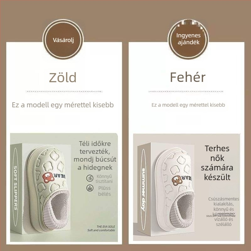 Női téli PVC papucsok | Könnyű, csúszásmentes talp, 0–3 cm talpvastagság, Lapos sarka