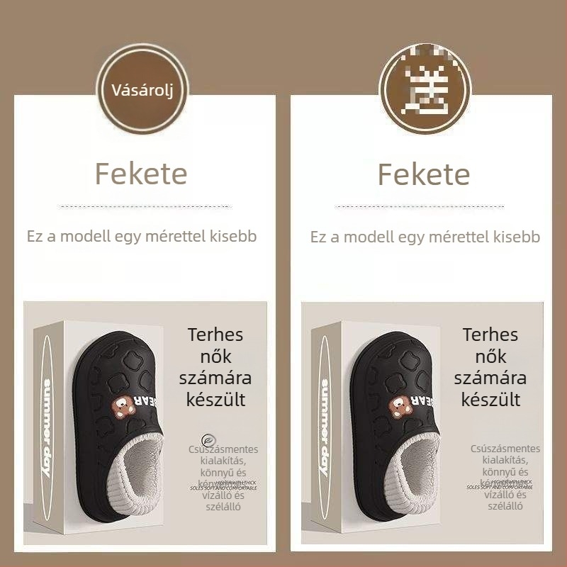 Női téli PVC papucsok | Könnyű, csúszásmentes talp, 0–3 cm talpvastagság, Lapos sarka