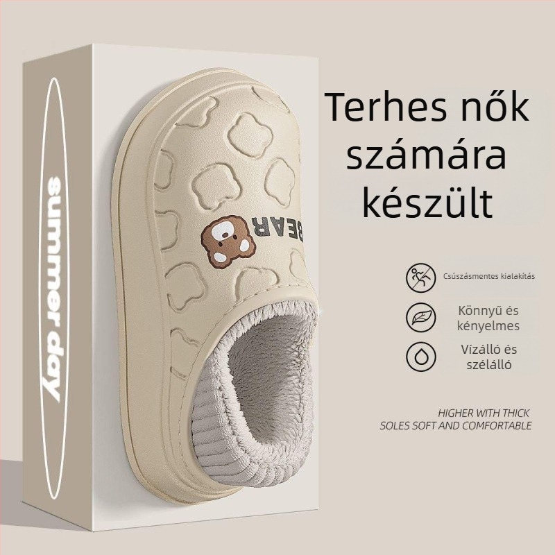 Női téli PVC papucsok | Könnyű, csúszásmentes talp, 0–3 cm talpvastagság, Lapos sarka