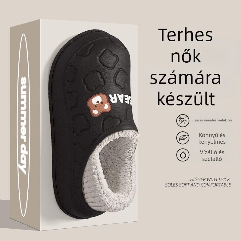 Női téli PVC papucsok | Könnyű, csúszásmentes talp, 0–3 cm talpvastagság, Lapos sarka