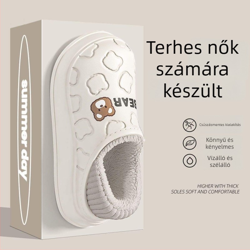Női téli PVC papucsok | Könnyű, csúszásmentes talp, 0–3 cm talpvastagság, Lapos sarka