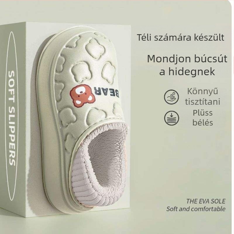 Női téli PVC papucsok | Könnyű, csúszásmentes talp, 0–3 cm talpvastagság, Lapos sarka