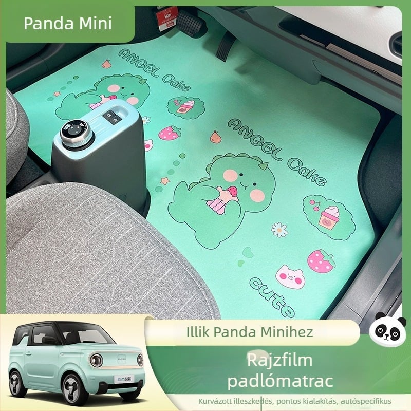 Geely Panda Mini autópadlószőnyegek – Panda rajzfilm motívum, velúr, csúszásmentes (Anyag: Velúr; Alkalmazható modellek: Speciális autók; Márka: Easy to rely on; Eredet: Guangdong; Logó: Nincs)