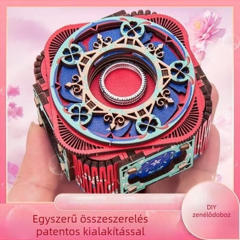 DIY fa zenélő doboz nyolc tónussal, kézzel készített ékszerdoboz