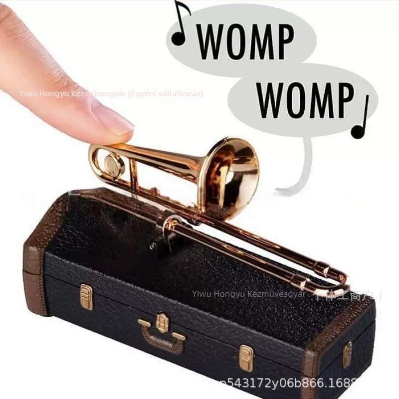 Szomorú trombita zenei doboz — gyanta, szomorú trombita téma, modern minimális stílus, ajándékhoz alkalmas különböző alkalmakra