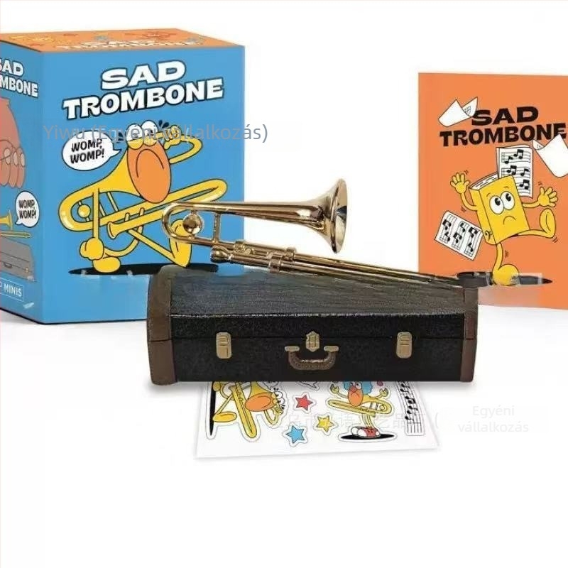 Szomorú trombita zenei doboz — gyanta, szomorú trombita téma, modern minimális stílus, ajándékhoz alkalmas különböző alkalmakra