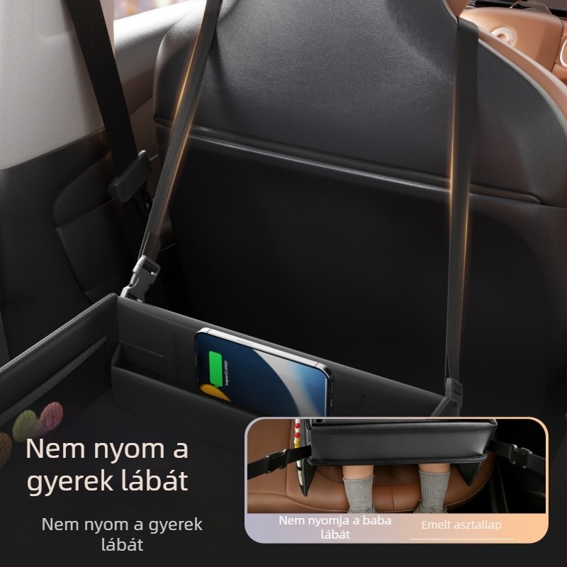 Autóba szerelhető gyermekbiztonsági ülés étkezőasztal — bőr, összecsukható, vízálló, testre szabható, többfunkciós tároló