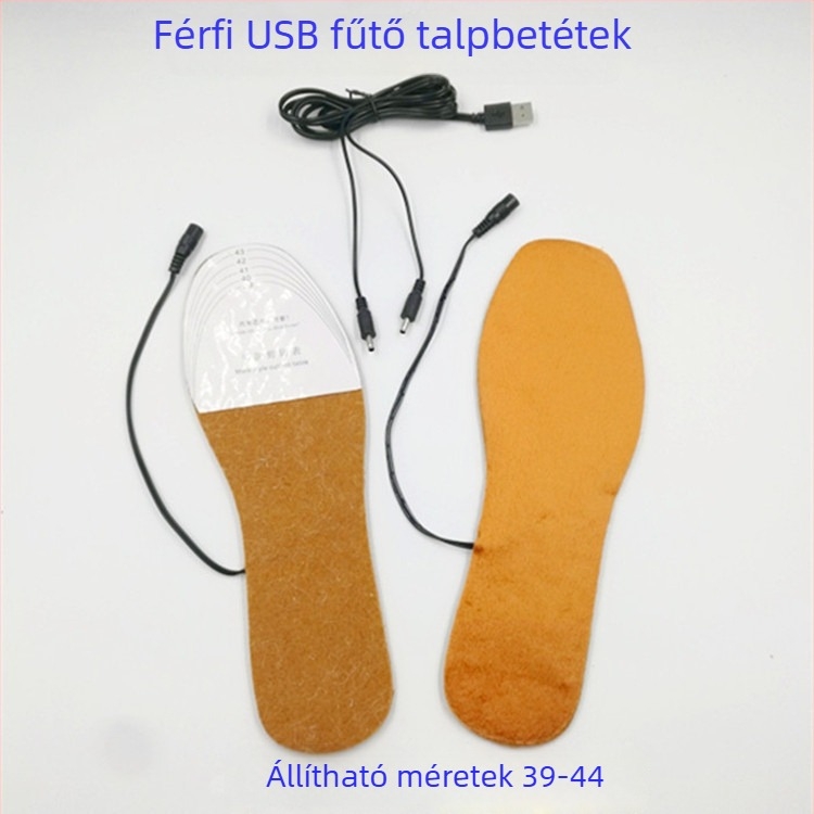 Unisex USB Melegítő talpbetét (USB-ellátás, fűtés, teljes talpbetét, gyapjúfilc)
