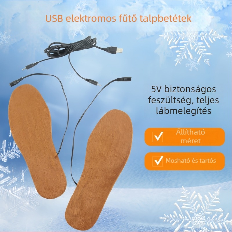 Unisex USB Melegítő talpbetét (USB-ellátás, fűtés, teljes talpbetét, gyapjúfilc)