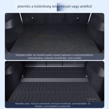 Tesla Model 3 Y verzióhoz készült TPE csomagtartó szőnyeg készlet, teljes lefedettség, hátsó ülés támla párnája, első és hátsó csomagtartó szőnyeg
