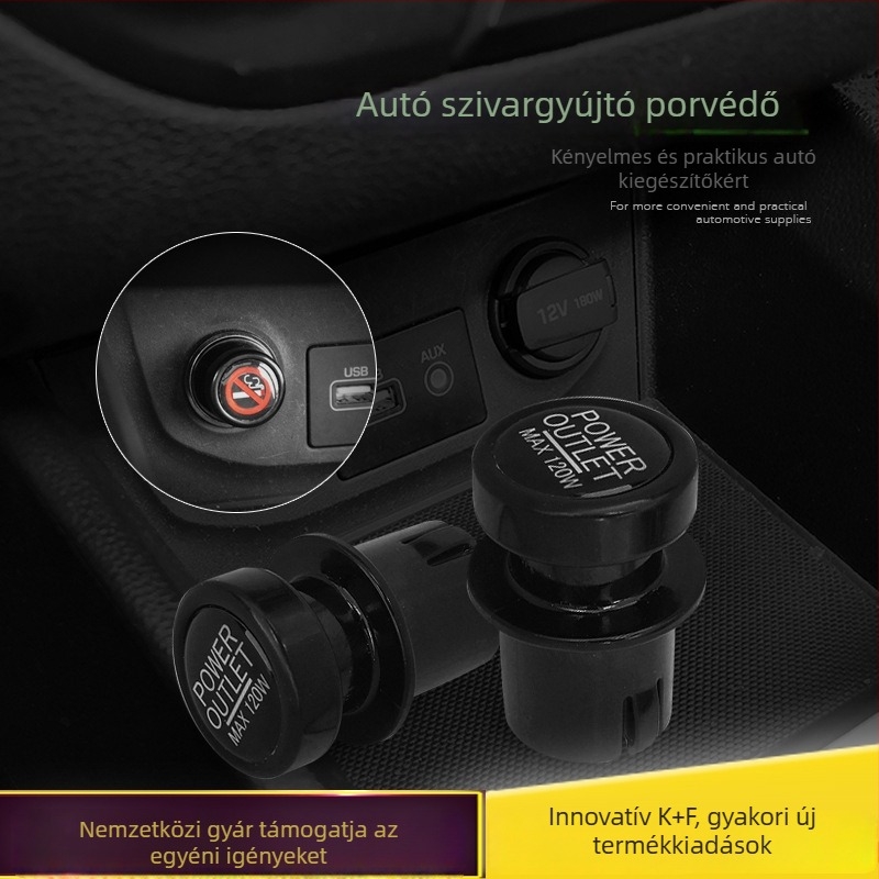 Autó cigarettagyújtó porvédő sapka, DM-040, ABS-anyag, Justauto/jiantu, logóval