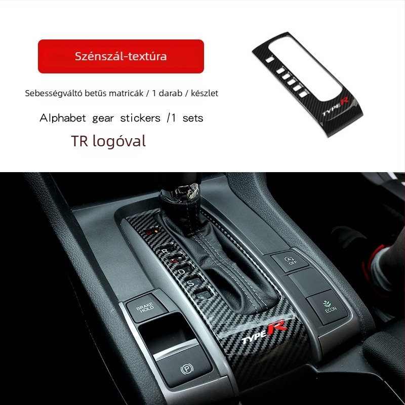 ABS váltópanel a Honda Civic 10. generációjához, központi konzol panel, kompatibil 2016-2021 hatchback és sedan modellekkel, súly 16 g