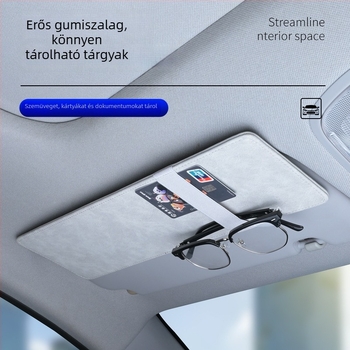 Autó napellenző állítható kiegészítő panellel, anti‑fényvisszaverő pajzs, hosszabbított tároló klipek és zseb
